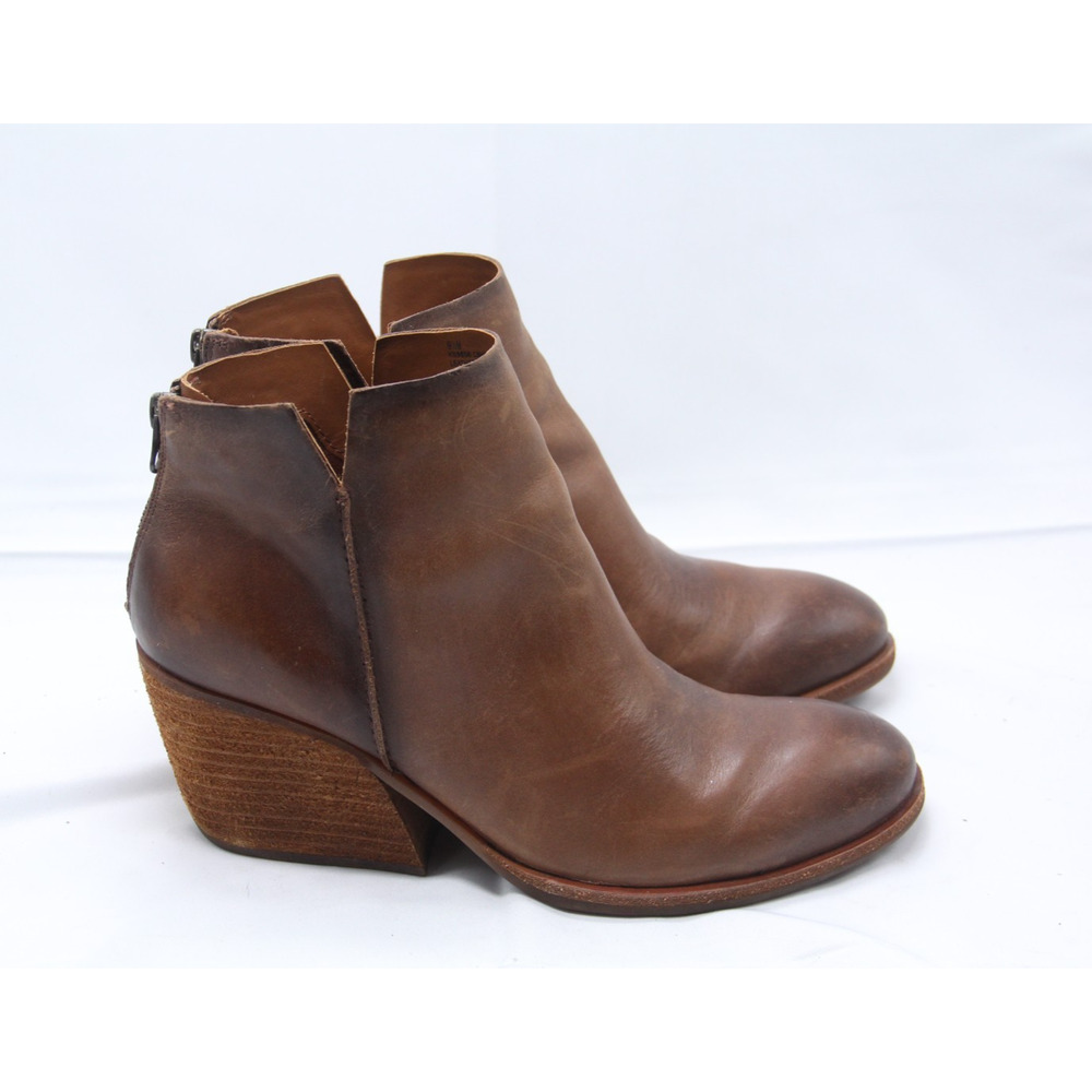 Kork-ease Chandra Boots Womens Size 9.5M Brown Leather Back Zip Ankle Zip Bootie